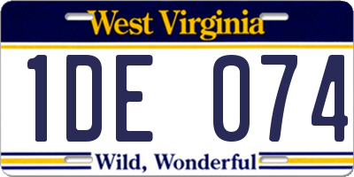 WV license plate 1DE074