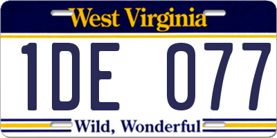 WV license plate 1DE077