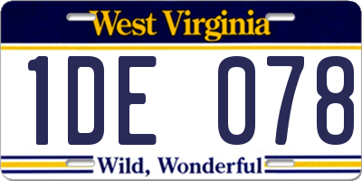 WV license plate 1DE078