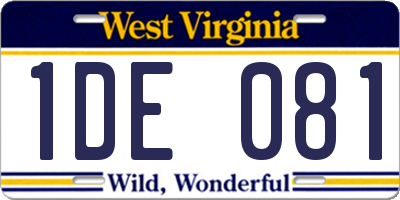 WV license plate 1DE081
