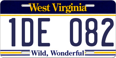 WV license plate 1DE082