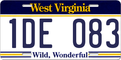 WV license plate 1DE083