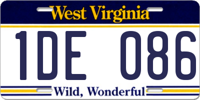 WV license plate 1DE086