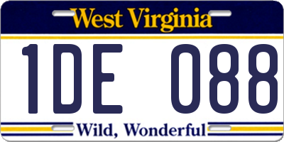 WV license plate 1DE088