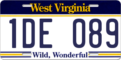 WV license plate 1DE089