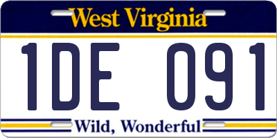 WV license plate 1DE091
