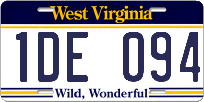 WV license plate 1DE094