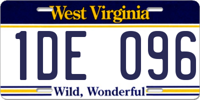 WV license plate 1DE096