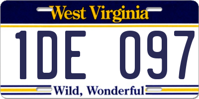 WV license plate 1DE097