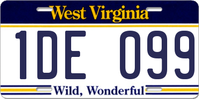 WV license plate 1DE099
