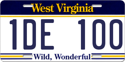 WV license plate 1DE100
