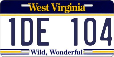 WV license plate 1DE104