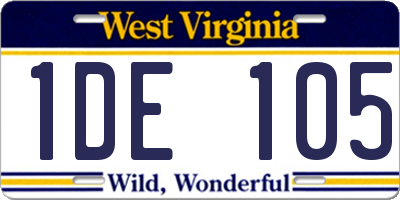 WV license plate 1DE105