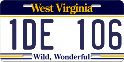 WV license plate 1DE106