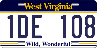 WV license plate 1DE108