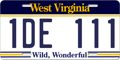 WV license plate 1DE111