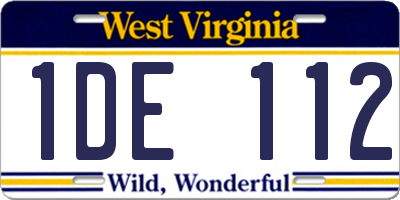 WV license plate 1DE112