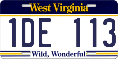 WV license plate 1DE113