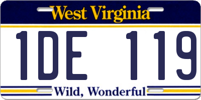 WV license plate 1DE119
