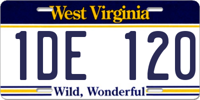 WV license plate 1DE120
