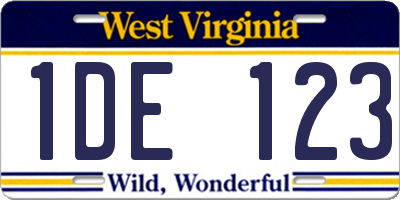 WV license plate 1DE123