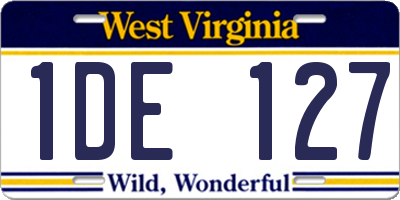 WV license plate 1DE127