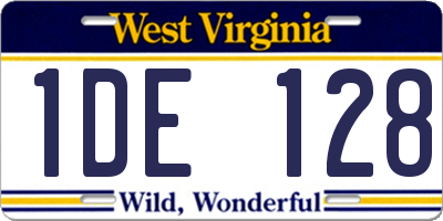 WV license plate 1DE128