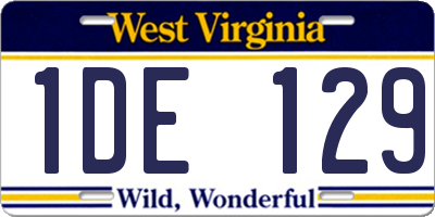 WV license plate 1DE129