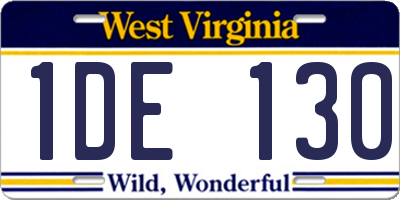WV license plate 1DE130