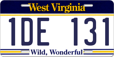 WV license plate 1DE131