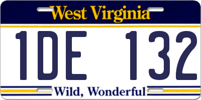 WV license plate 1DE132