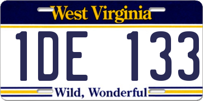 WV license plate 1DE133