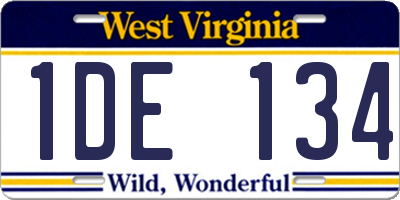WV license plate 1DE134