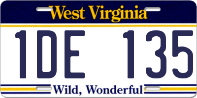 WV license plate 1DE135