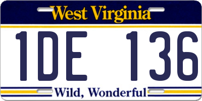 WV license plate 1DE136