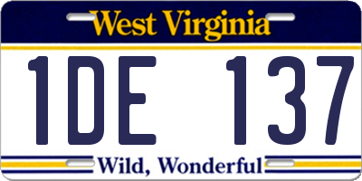 WV license plate 1DE137
