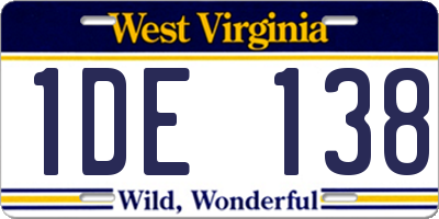 WV license plate 1DE138