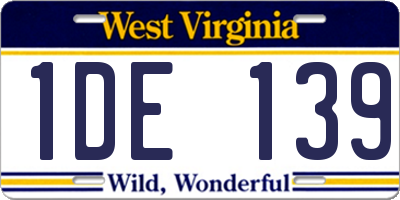 WV license plate 1DE139