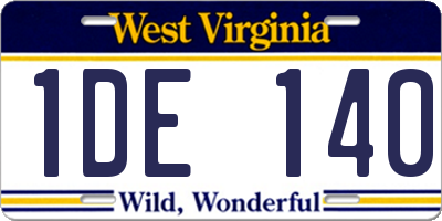 WV license plate 1DE140