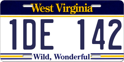 WV license plate 1DE142