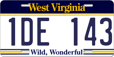 WV license plate 1DE143