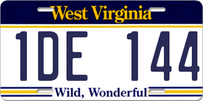 WV license plate 1DE144