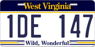 WV license plate 1DE147