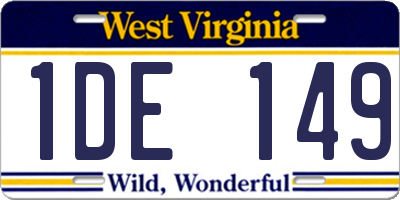WV license plate 1DE149