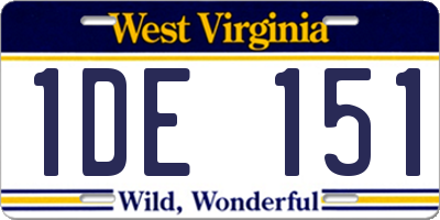 WV license plate 1DE151