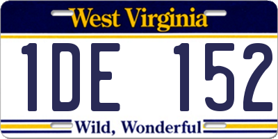 WV license plate 1DE152
