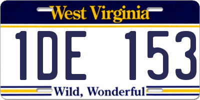 WV license plate 1DE153