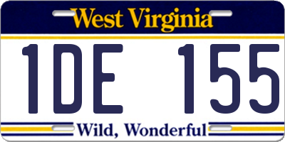 WV license plate 1DE155