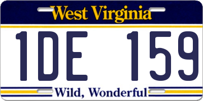 WV license plate 1DE159