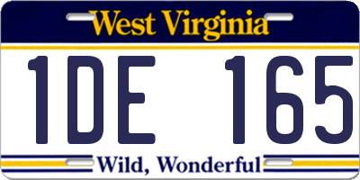 WV license plate 1DE165
